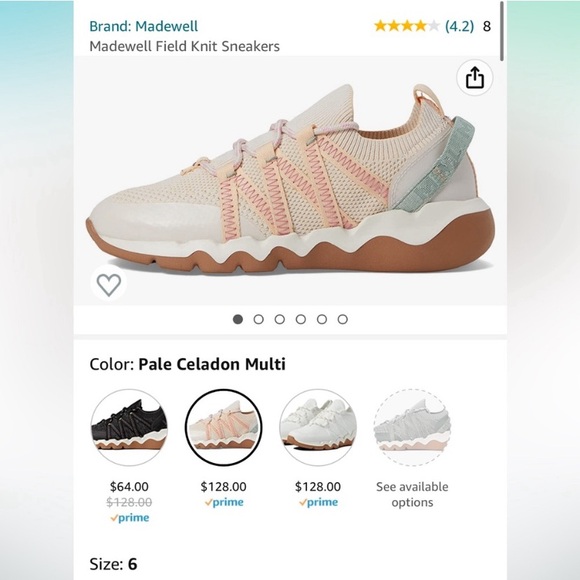 NEW Madewell MWL Field Knit Sneakers Celadon Pink 8.5 - Picture 8 of 8